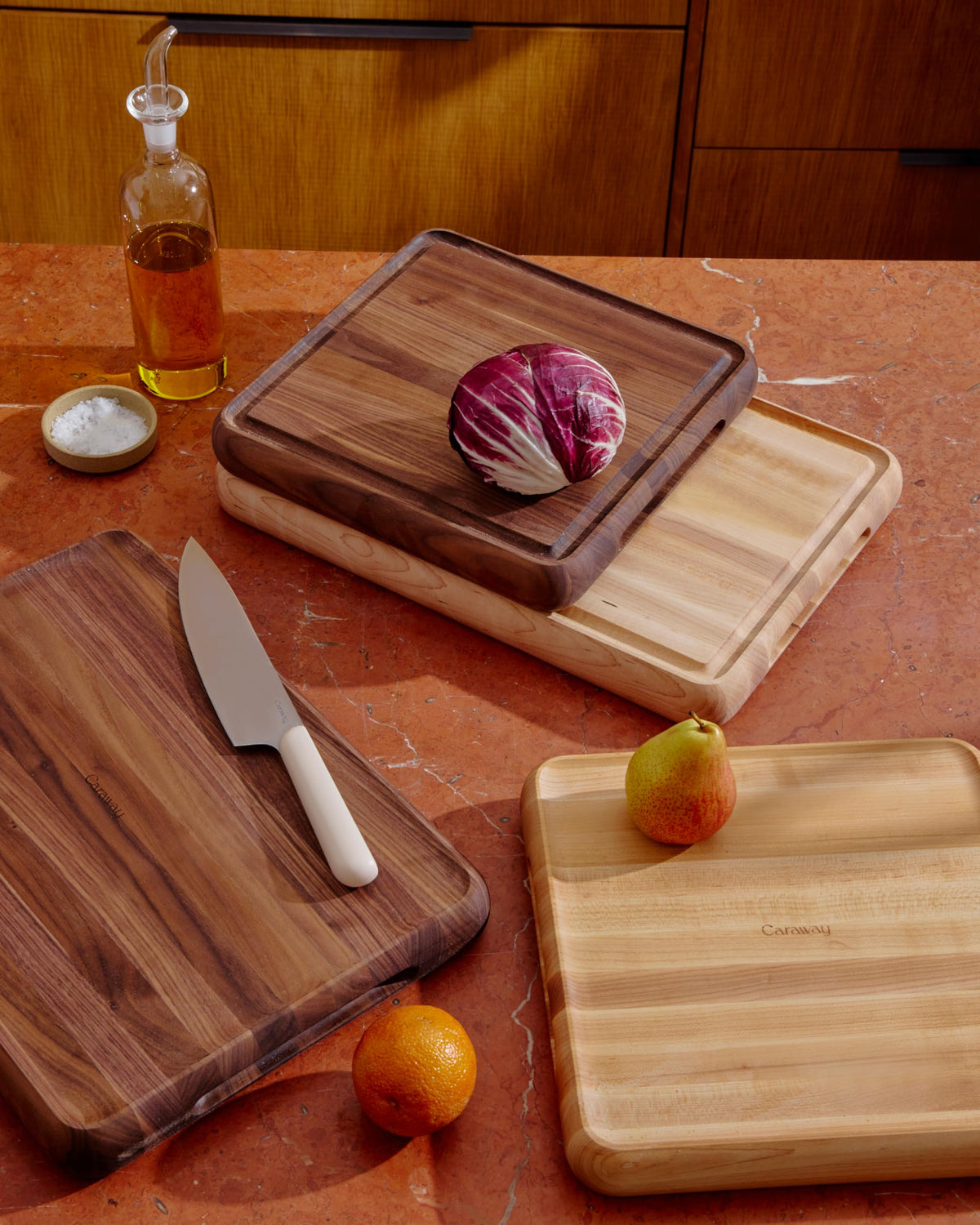 Caraway 17” Prep & Serve Butcher Block, Wood Cutting Board for Kitchen, Rectangle Dual-Sided Chopping Block for Prep, Presentation, and Serving, Walnut