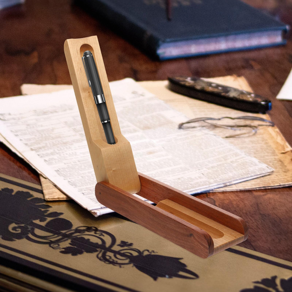 Wooden Pen Case Box Single Fountain Pen Case Empty Pen Box Pen Presentation Display Box Fountain Pen Container for Home Office Dekstop Stationery Supplies