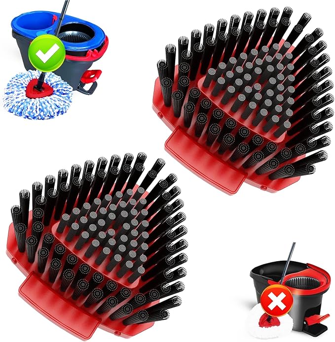 2 Pack Upgraded Spin Mop Replace Scrub Mop Brush Compatible