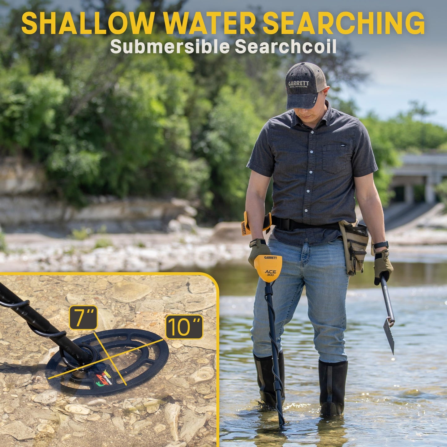 Garrett ACE 300 Metal Detector Bundle – Made in the USA - Digital Target ID, Iron Resolution, Adjustable Frequency, Includes Pro-Pointer AT & Searchcoil Cover