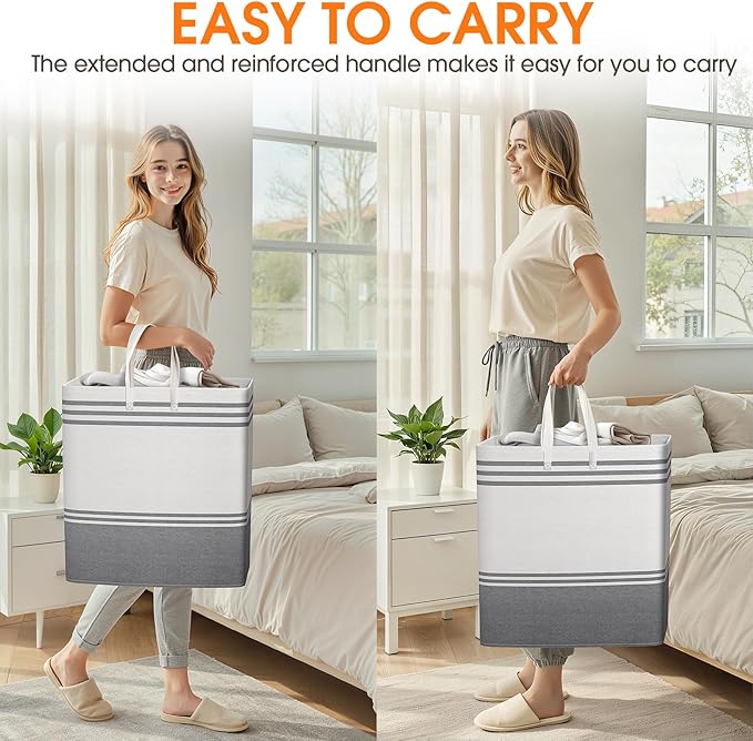 2 Pack Large Home Laundry Basket, Laundry Hamper, Freestanding Waterproof Dirty