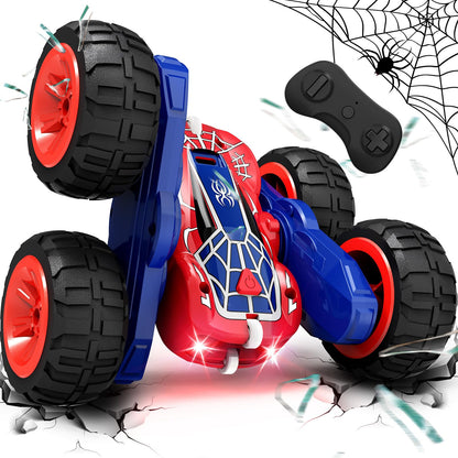 Tecnock Spider Remote Control Car, 2.4GHz RC Cars with USB-C Easy Charging, 4WD Double Sided 360° Rotates & Flips RC Stunt Car, Toys Gift for Boys and Girls Ages 6-8, 8-12