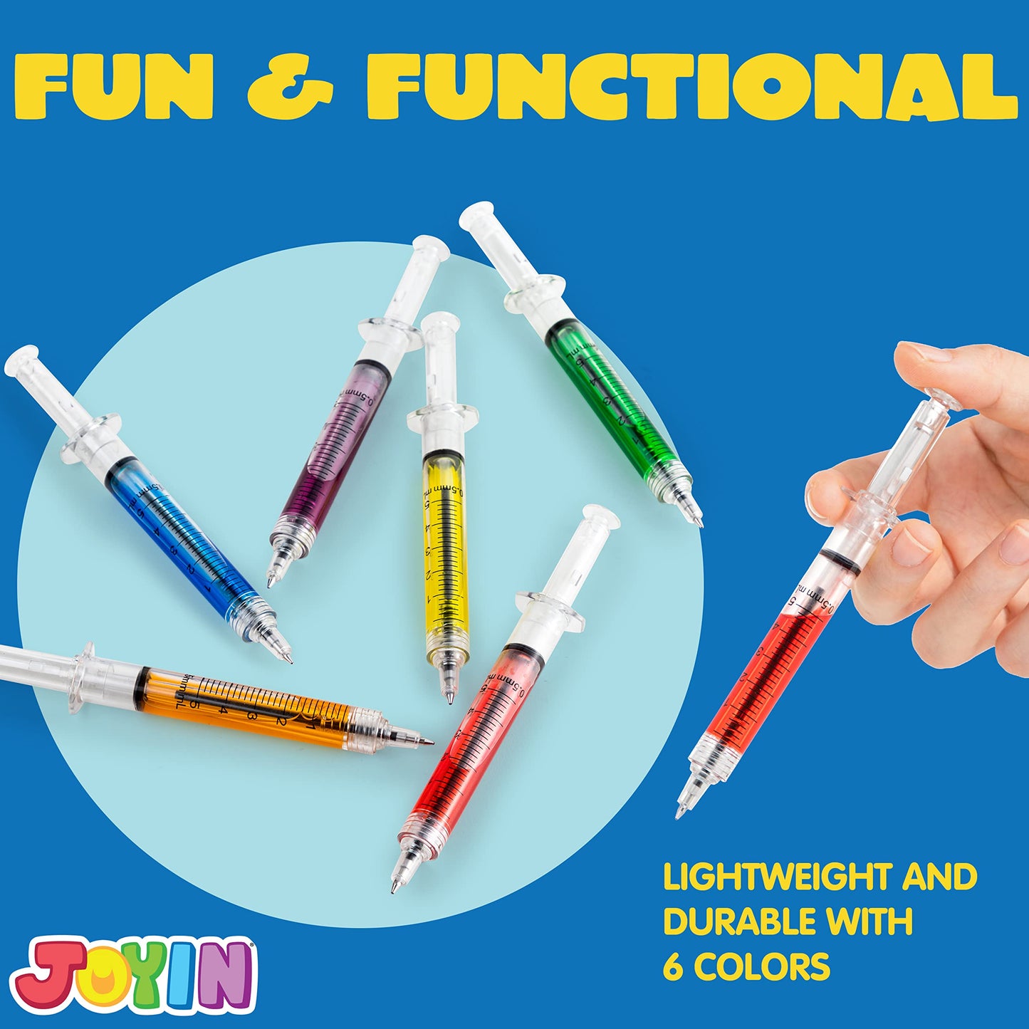 JOYIN 36pk Retractable- Syringe Pens Bulk Party Favors Fun Nurse Pens, Multi Color Novelty Nursing School Supplies, Halloween Party Favors