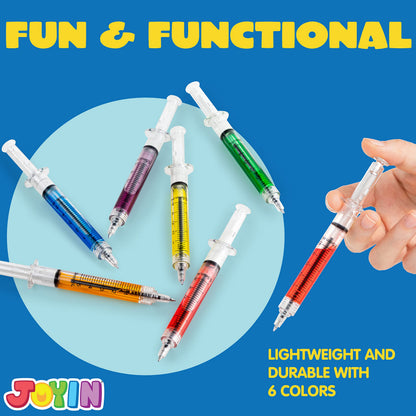 JOYIN 36pk Retractable- Syringe Pens Bulk Party Favors Fun Nurse Pens, Multi Color Novelty Nursing School Supplies, Halloween Party Favors