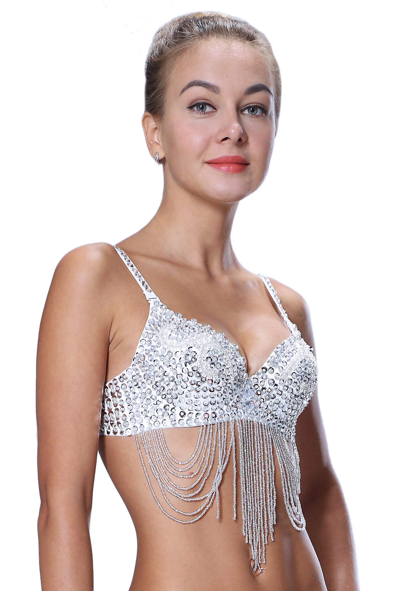 Mermaid Tops Women Silver Bra Sequin Diamond Bedazzled Beyonce Renaissance Tour Outfit Concert Sparkly Halloween Costumes