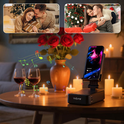 Cell Phone Stand with Wireless Bluetooth Speaker and Charging, Anti-Slip Base HD Surround Sound, Perfect for Home/Outdoor, Phone Holder Compatible with iPhone/ipad/Samsung Galaxy, Gifts for Men Women