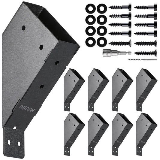 AJOVW-8 PCE 45 Degree Angle Support Bracket for 2‘’x4‘’ Supporting Wooden Posts (Actual Size: 1.5‘’x3.5‘’) for Gazebos, Garages, Decks, Stables, Sheds, Patio and DIY Basketball Frame Scenes