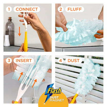 Flash Duster Dust Magnet Refills, Trap & Lock Away Dust, Dirt, Hair & Allergens In No Time, 25 Dusters (5x5)