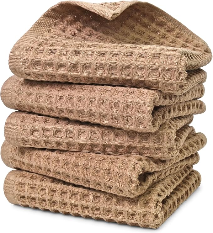 Jacquotha Waffle Bathroom Hand Towels 5-Piece – Cotton, Lightweight, Lint Free