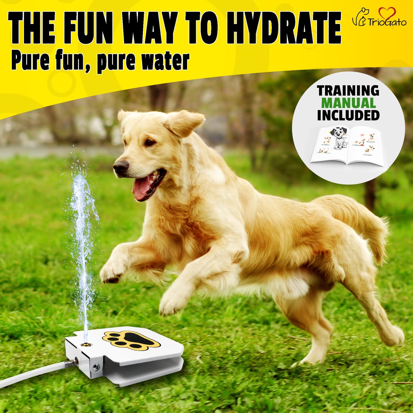 Genovation Outdoor Dog Pet Water Sprinkler Easy Activated Dog Water Fountain Toy