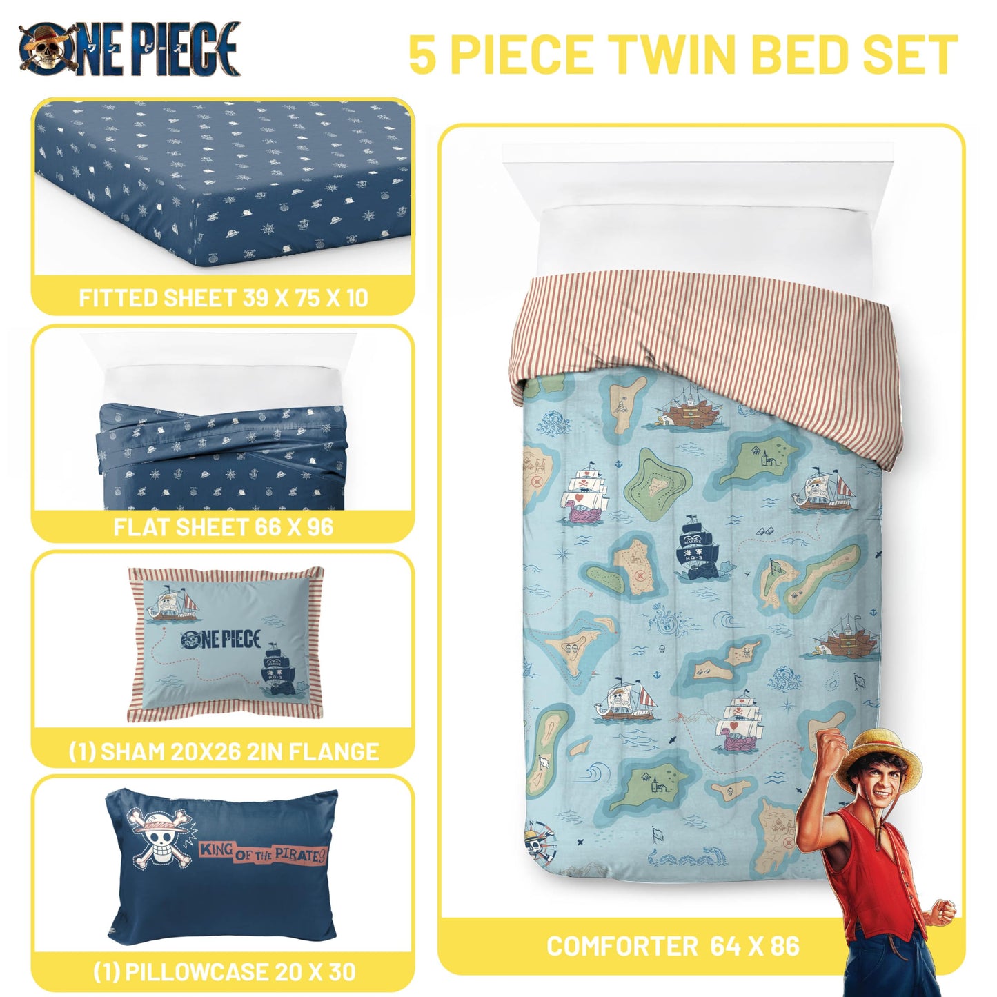 Jay Franco Kids Comforter Set Includes Sheets and Pillow Covers - Soft and Cozy Bed Set for Stylish Room Decor, Official Licensed Bedding, Multi - One Piece, 5 Piece Twin