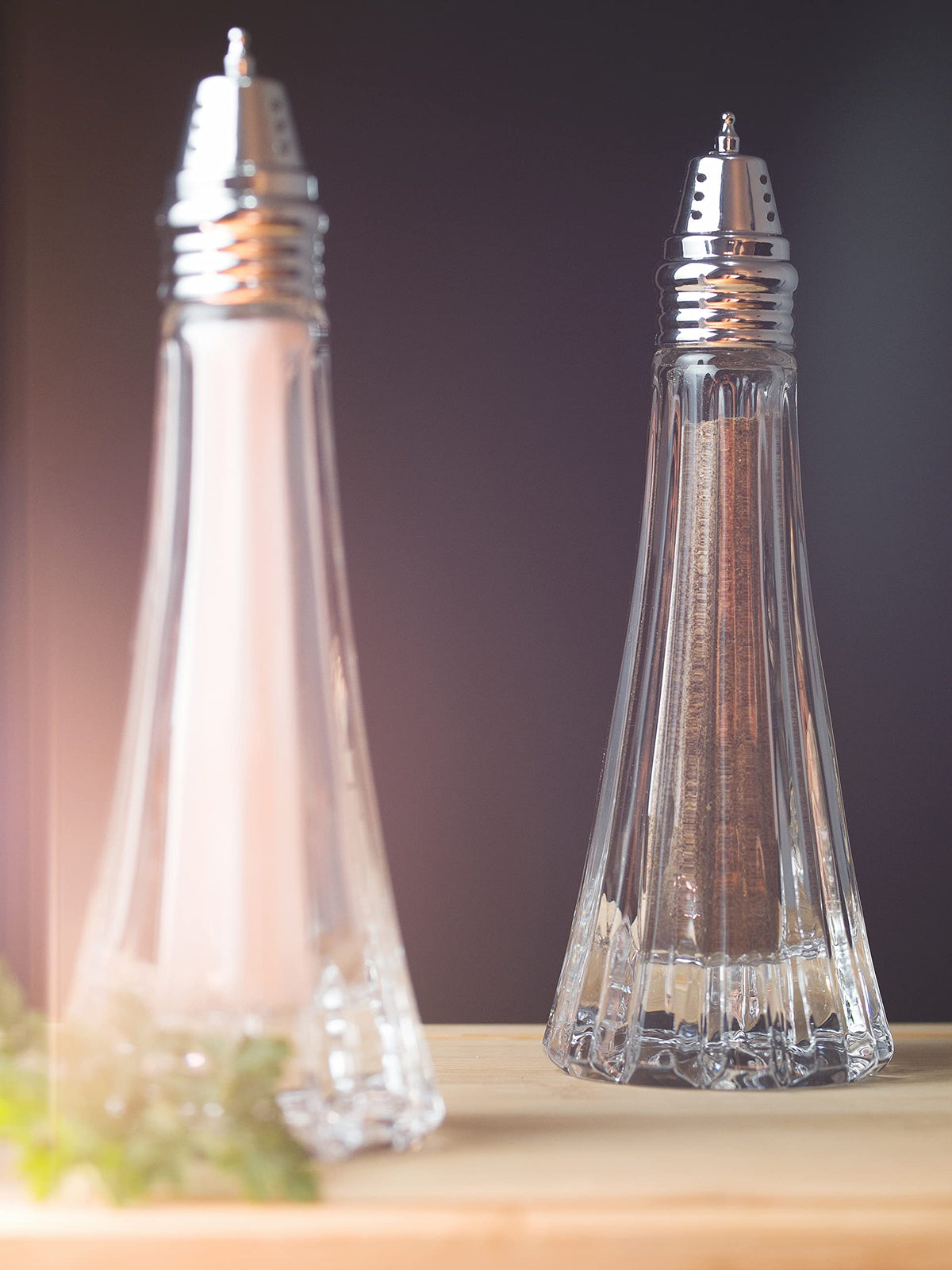 Salt and Pepper Shaker Set - Spice Dispenser Set - Cut Crystal - Large Beautiful Shakers - 7.5" H - Made in Europe - by Barski