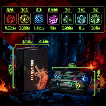 LED Dice with Charging Box，7 PCS RGB Light up Dice for Dungeons and Dragons, Polyhedral DND Dice Set for Tabletop Games Gifts（LL-RGB）