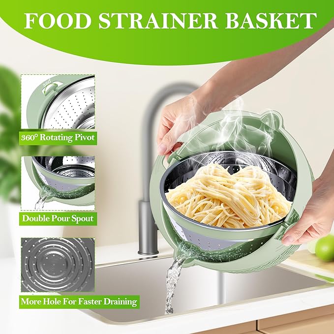 4 in 1 Colander with Bowl Set, Food Strainers and Colanders, Colander