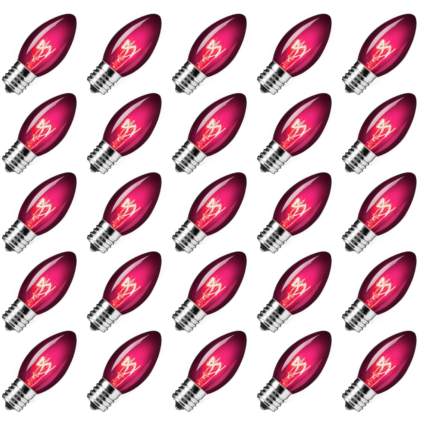 Brightown 25 Pack C9 Purple Replacement Bulb for Halloween Holiday Decorations String Light, E17 Intermediate Base, 7 Watt