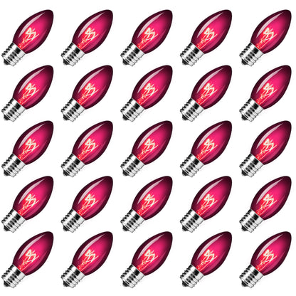 Brightown 25 Pack C9 Purple Replacement Bulb for Halloween Holiday Decorations String Light, E17 Intermediate Base, 7 Watt