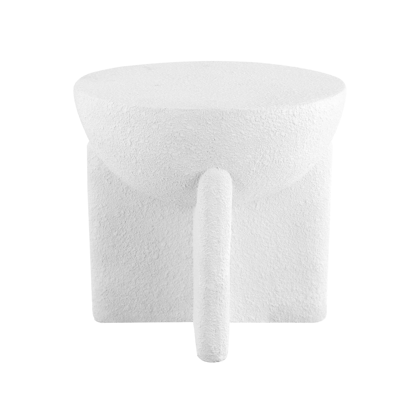JONATHAN Y Brady Indoor/Outdoor Accent Table & Garden Stool, Minimalist Geometric Weather Resistant Sculptural Side Table for Patio, 17.75" x 16.25", White Frosted TBL1109B