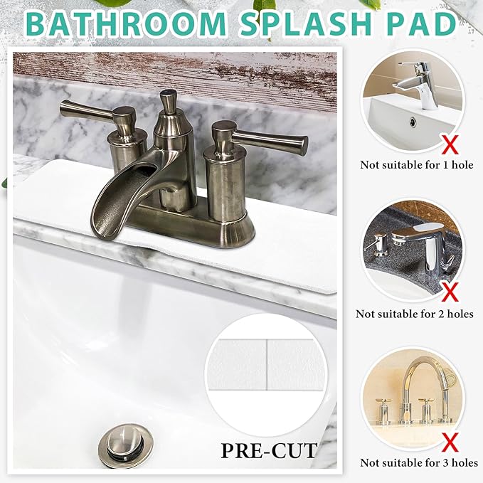 Tioncy 2 Pcs Faucet Mat Sink Splash Guard Oval-hole Oval Splash Pad