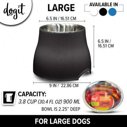 Dogit 2-in-1 Elevated Dish/Bowl, Black, 900 ml