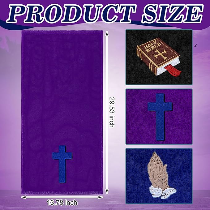 3 Pcs Easter Pastor Hand Towels, Christian Embroidered Religious Cross Cotton