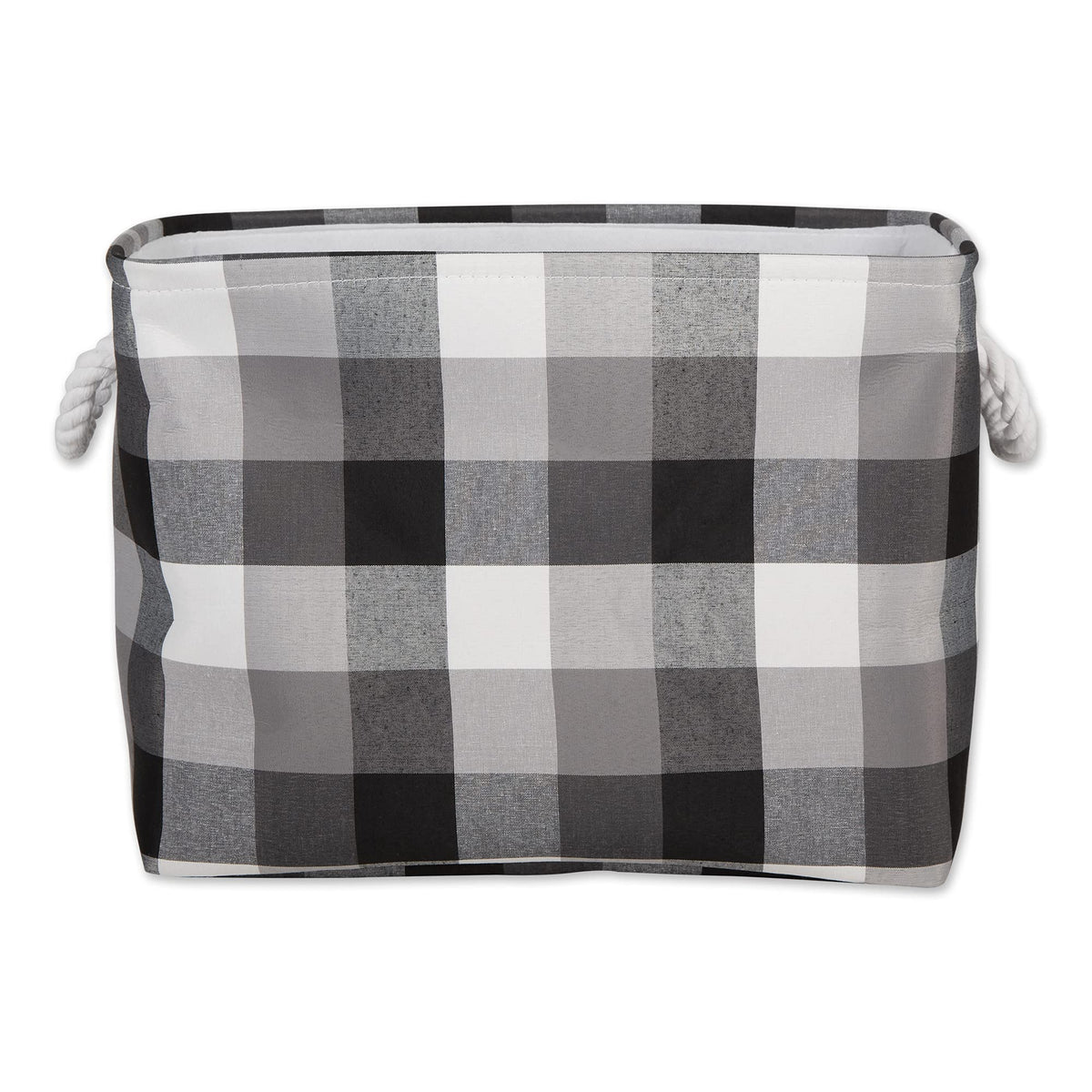DII Buffalo Check Storage Collection Collapsible Bin with Handles, Medium Rectangle, 16x10x12, Tri Color Black