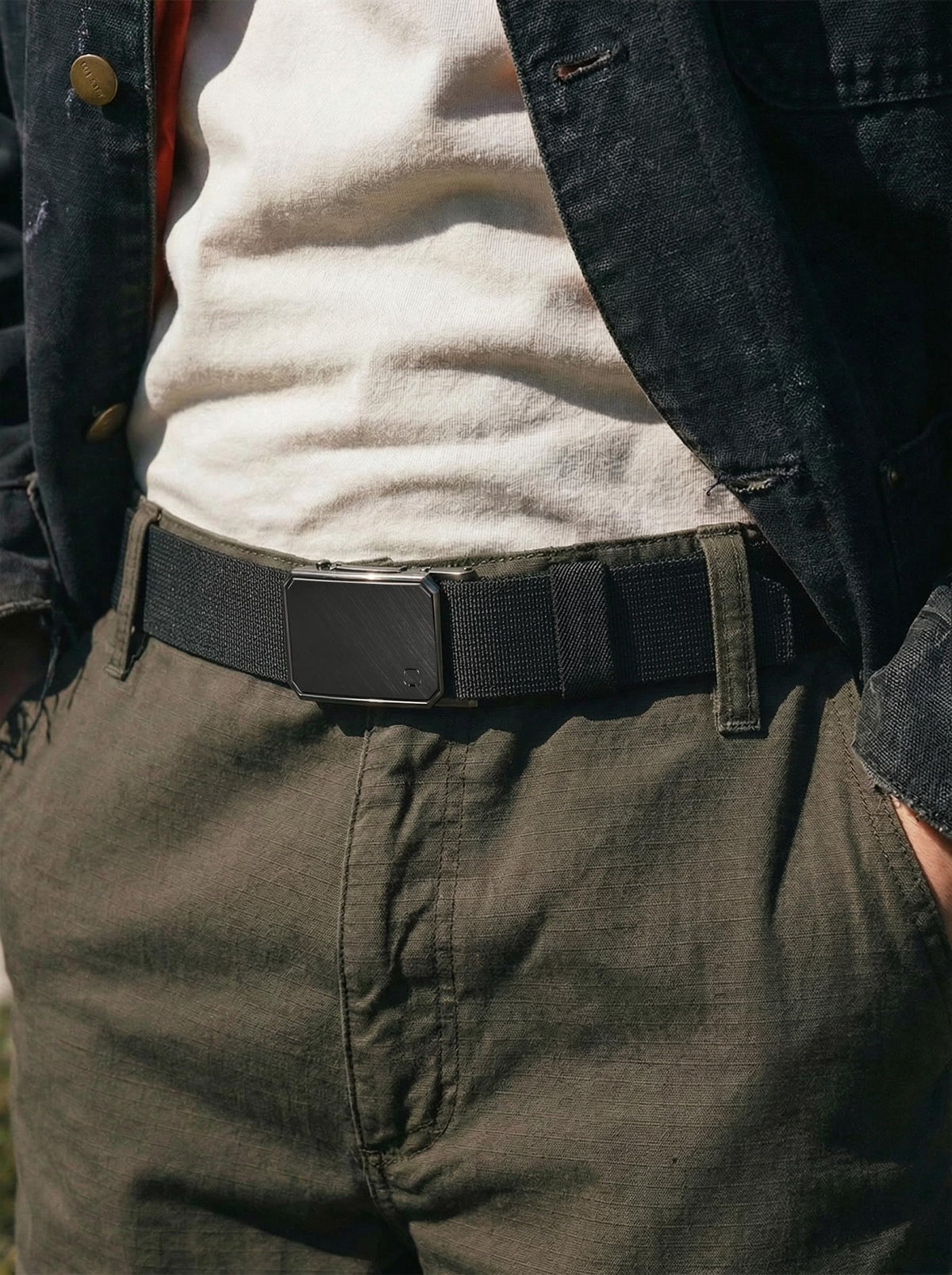 CHAOREN Mens Ratchet Belt – 1.5" Stretch Nylon Belts for Casual, Work, Golf – Adjustable Fit for Everyday Comfort