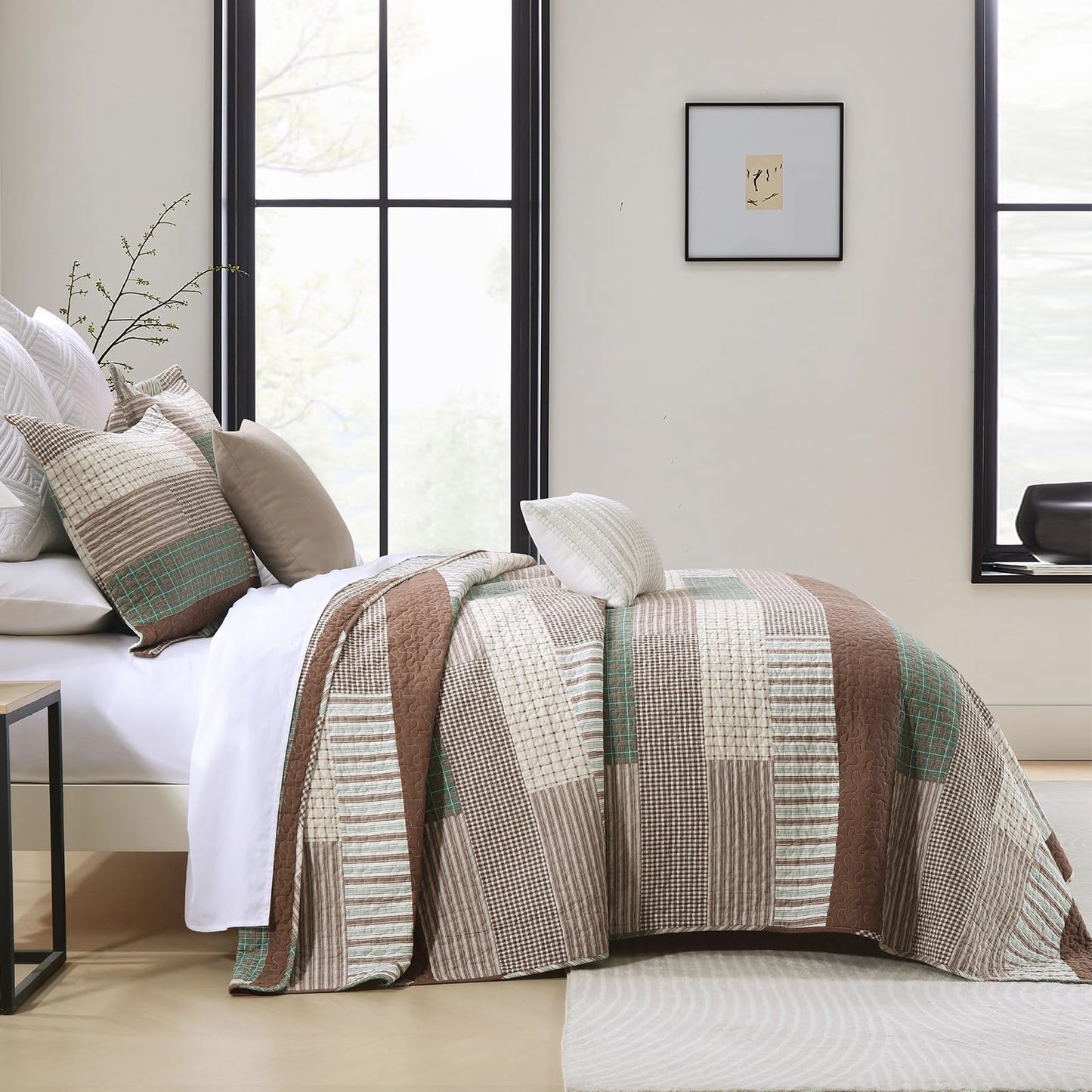 Y-PLWOMEN Queen Quilt Bedding Set - 100% Cotton Lightweight Quilt, Cozy Reversible Bedspread for All Season, 3-Pieces
