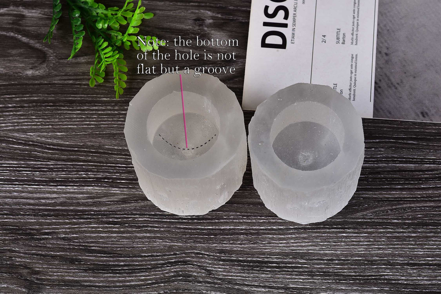 AMOYSTONE Selenite Tealight Holders Natural Crystal Candle Holders Decorative Tealight Candlestick White Candle Stand 2.5" 2PC