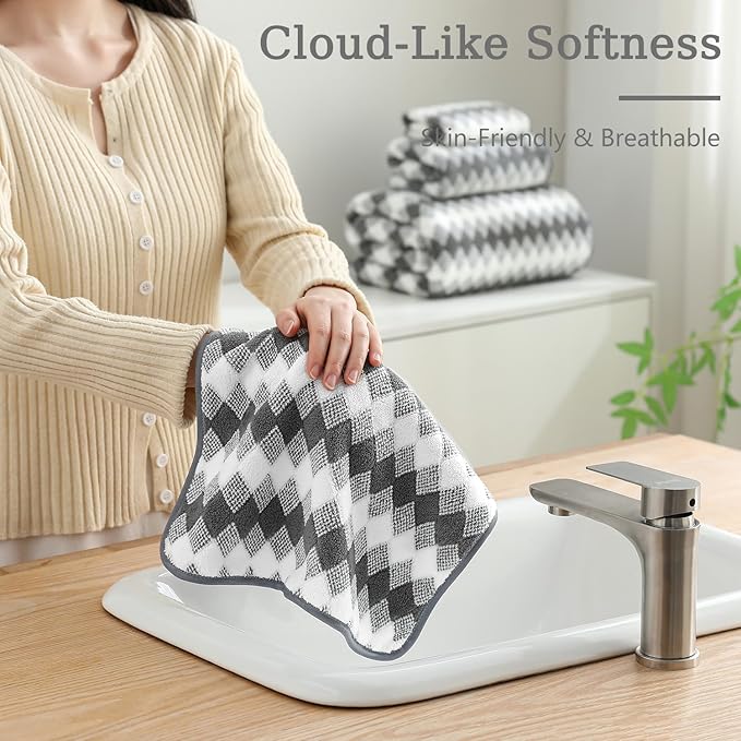 8 Piece Bathroom Towel Set Dark Grey|2 Oversized Large Bath Towels Sheet