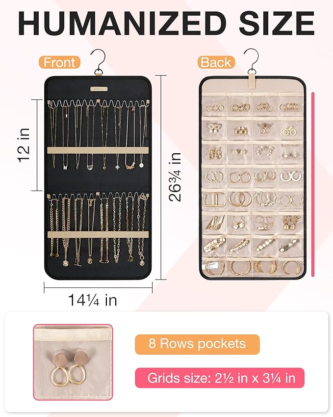 BAGSMART Hanging Jewelry Organizer Storage Roll