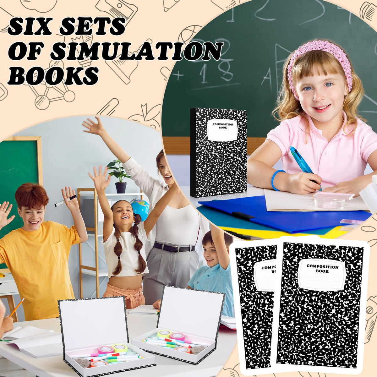 Amyhill 6 Pcs Teacher Appreciation Gifts Bulk Teacher Gifts Composition Notebook Box for Classroom Storage Boxes Graduation Party Favors Back to School Thank You Gift Supplies(Black)
