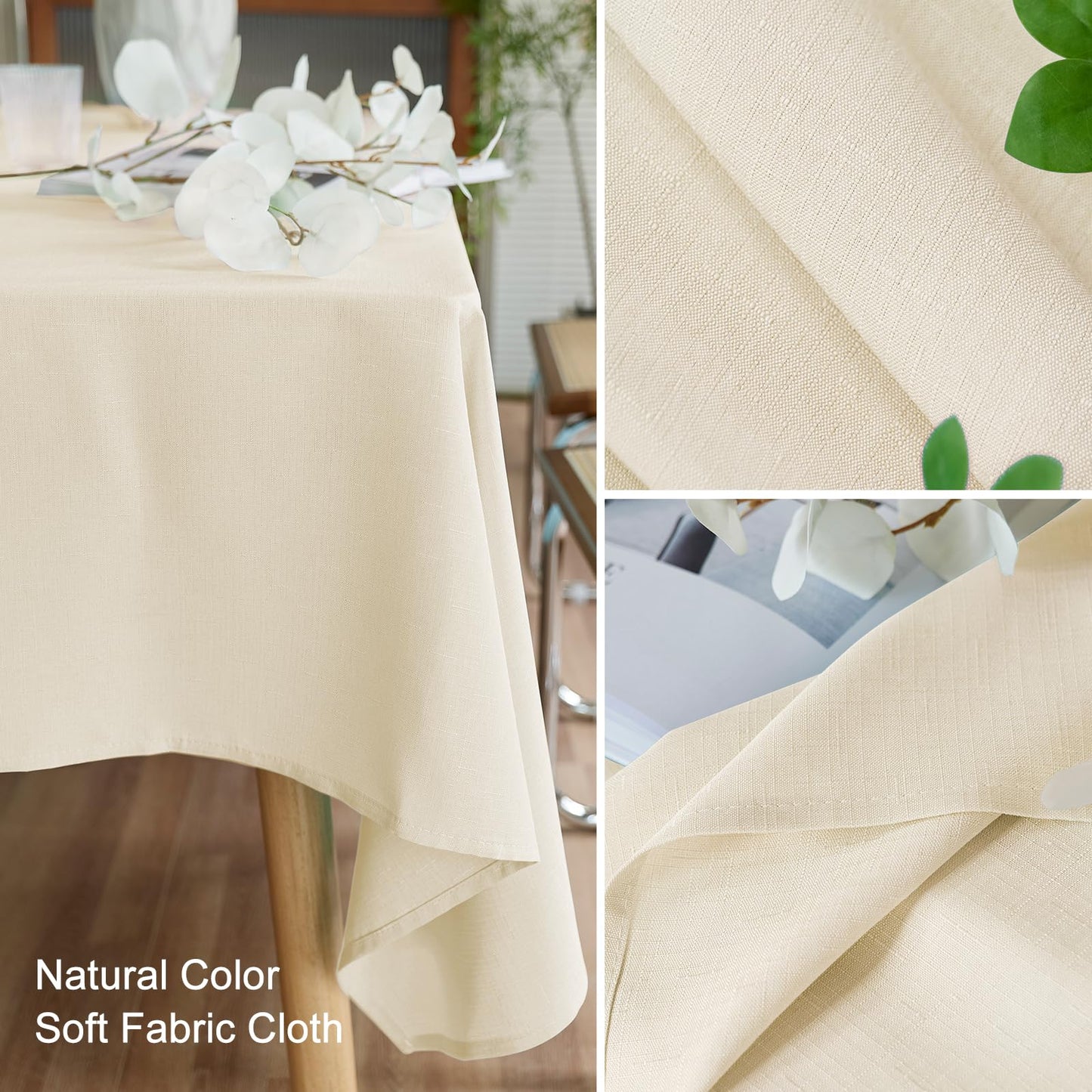 AUSSPVOCT Textured 50 Inch Round Tablecloth up to 54" Dia Tables Waterproof Spill-Proof Wipeable Table Cloth Wrinkle Free Circle Dining Table Cover for Birthday Farmhouse Outdoor Party Tablecloths .