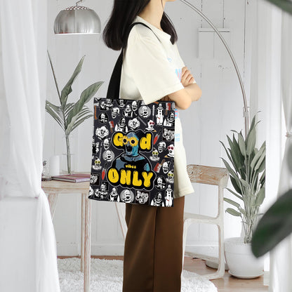 ENSIANTH Sunflower Glasses Clown Tote Bag Horror Slasher Serial Killer Movie Lover Gift Scary Halloween Thriller Handbag (Good Vibes bag)