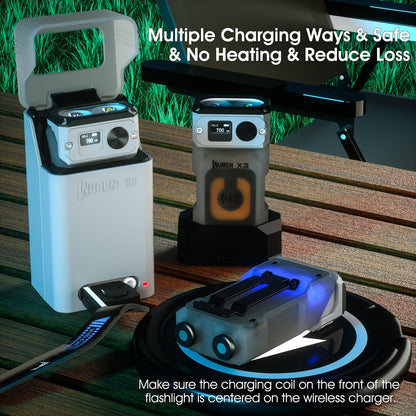 WUBEN X3 Mini Flashlight with Rechargeable Charging Box 180 Degree EDC Keychain Flashlight Twist Ip65 Waterproof Magnet Pocket Flashlight 10 Mode Type-C Lanyard for Camping, Outdoor, Inspection, Gift
