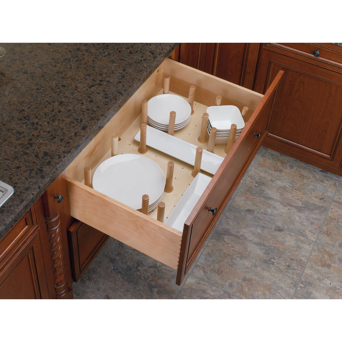 Rev-A-Shelf Pegboard Drawer Divider Organizer, Trim to Custom Fit Wooden Kitchen Cabinet Storage Utensil, Pots & Dish Rack, 39" x 21", 4DPS-3921