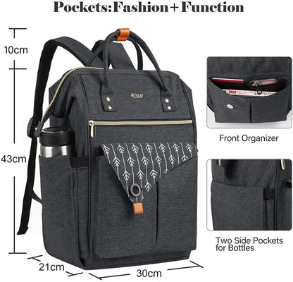RJEU Backpack, School Backpack for Uni Leisure Job, Beautiful and Sophisticated Daypack with Laptop Compartment & Anti Theft Pocket, Waterproof Backpack Gifts for Mum Girl For Birthday, Hy58-black