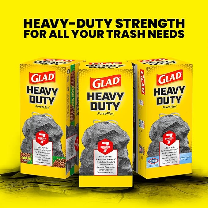 Glad ForceFlex Heavy Duty Large Trash Bags, Hold 80+ lb, 30 Gal, 25 Ct