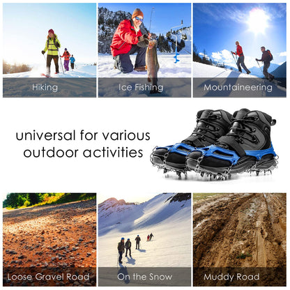 Crampons Ice Cleats Traction Snow Grips for Boots Shoes Women Men Anti Slip 19 Stainless Steel Spikes Safe Protect for Hiking Fishing Walking Climbing Mountaineering