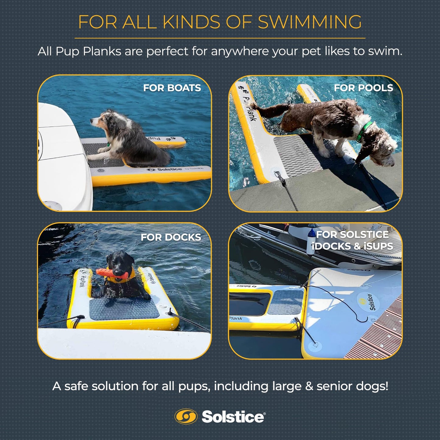 SOLSTICE Inflatable Pup Plank, Dog Water Ramp for Boats & Docks, Mini, 30 lb Capacity - Floating Platform for Pets for Lake, River, Beach & Swimming Pool, Includes Pump, Patent-Protected Design