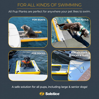 SOLSTICE Inflatable Pup Plank, Dog Water Ramp for Boats & Docks, Mini, 30 lb Capacity - Floating Platform for Pets for Lake, River, Beach & Swimming Pool, Includes Pump, Patent-Protected Design