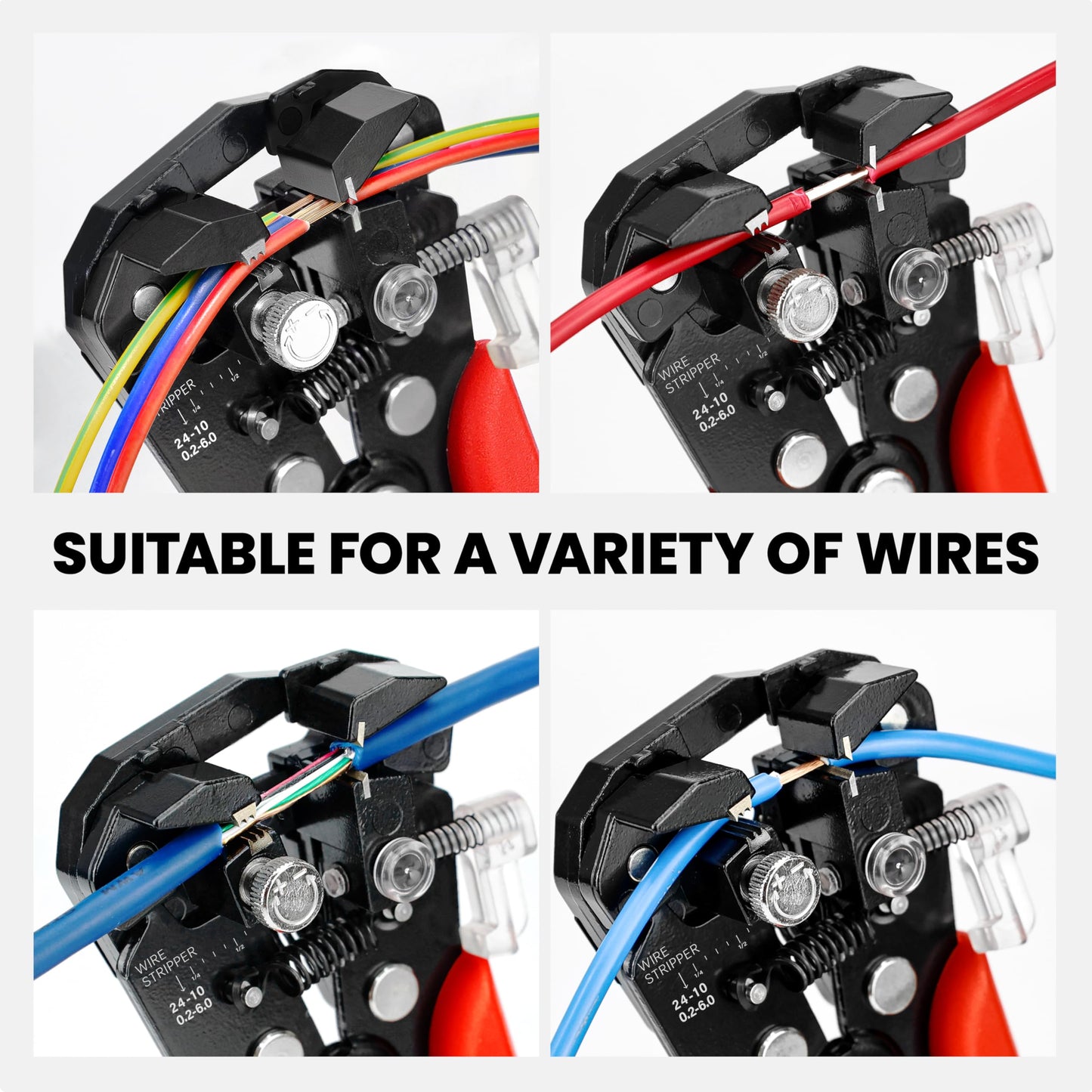 KAIWEETS Wire Strippers Electrical, 3 in 1 Wire Cutters, Electrical Tools Terminal Crimper for Electricians, Circuit, Distribution Box Repair, AWG 10-22, Pressure Adjust Rotary Switch, SK5 Cutter
