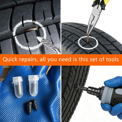 Drovanta Tire Screw Plug Repair kit - No Need to Remove The tire, tire sidewall Repair kit, Patch Plug Tool and Portable Storage Bag - Quick Flat tire Repair for Cars, Trucks, Motorcycles and SUV