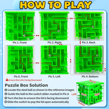 12 Pack Money Maze Puzzle Gift Box, 3D Puzzle Boxes Toy for Cash Gift - Maze Magic Cube Toy Brain Teasers for Kids Adults Birthday Party Favors Easter Basket Fillers