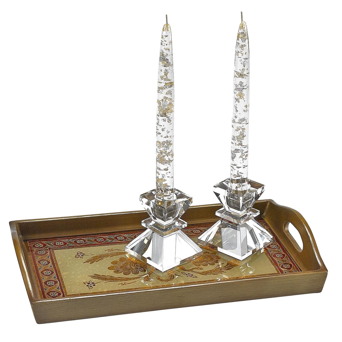 Badash Saturn Crystal Candlestick Holders - Set of 2 Tapered Candle Holders - Beautiful Handcrafted Crystal Accents Perfect for Modern or Traditional Decor