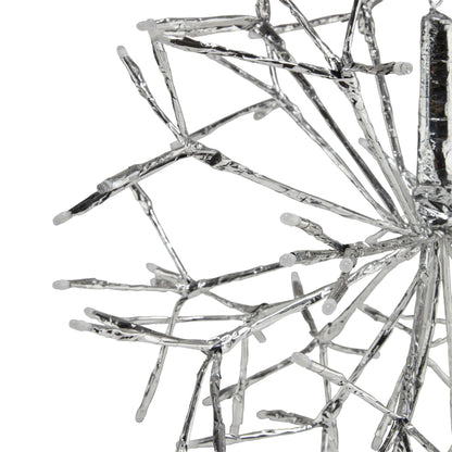 Alpine Corporation 16"H Indoor Holiday 3D Snowflake Hanging Ornament with LED Lights, Silver , Christmas Decoration