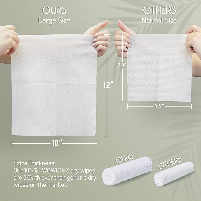 Christmas Style WOWOTEX Disposable Face Towel Biodegradable Large Dry Face