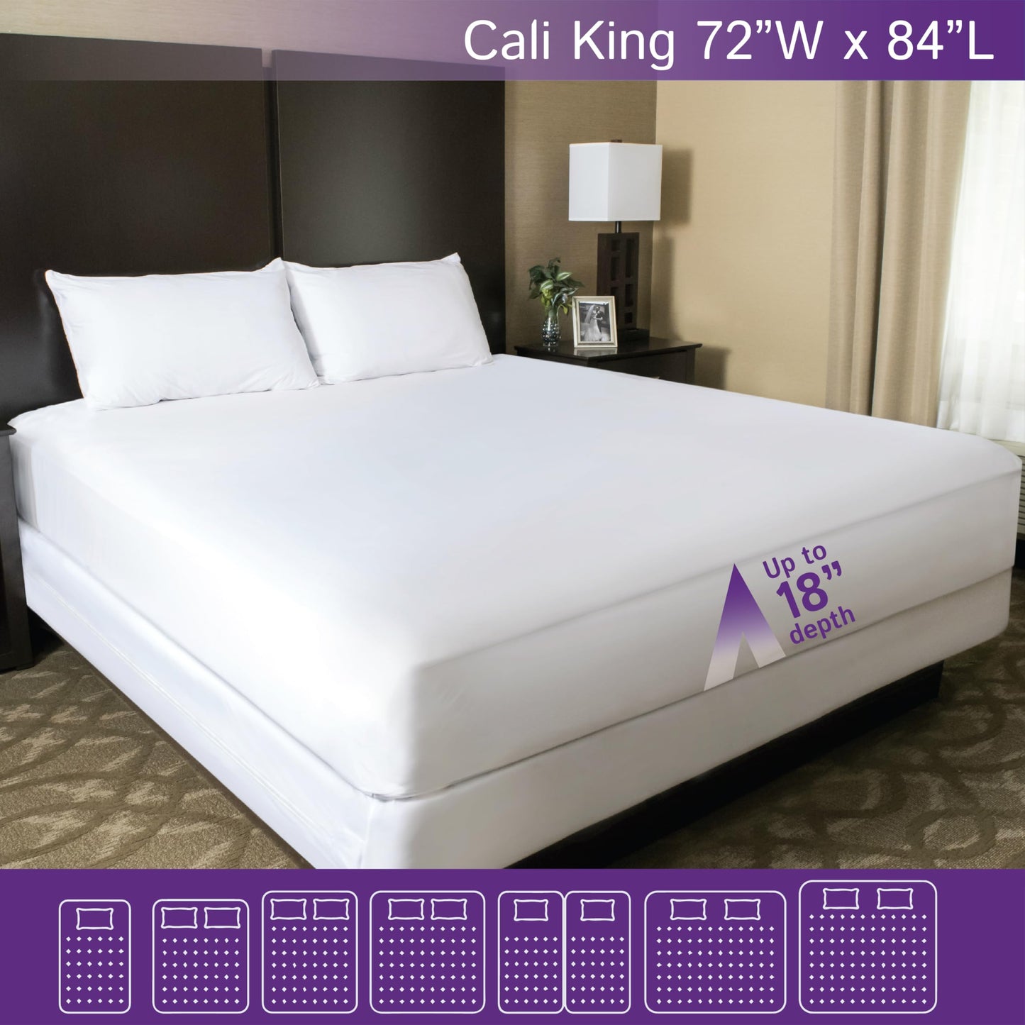 California King Size Waterproof Mattress Protector - Fitted Sheet Style Mattress Cover - Hypoallergenic, Breathable, Noiseless, Protects Against Dust, Allergens