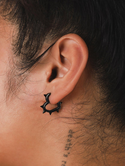 Sacina Huggie Hoop Black Spike Heart Earrings, Gothic Punk Grunge Emo Y2k Earrings, Goth Jewelry, Christmas Jewelry Gift For Women