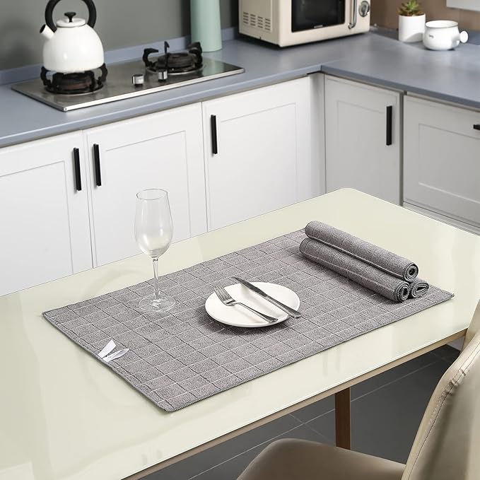 Microfiber Kitchen Towels and Dishcloths Set, 26 X 18 Inch and 12 X 12 Inch