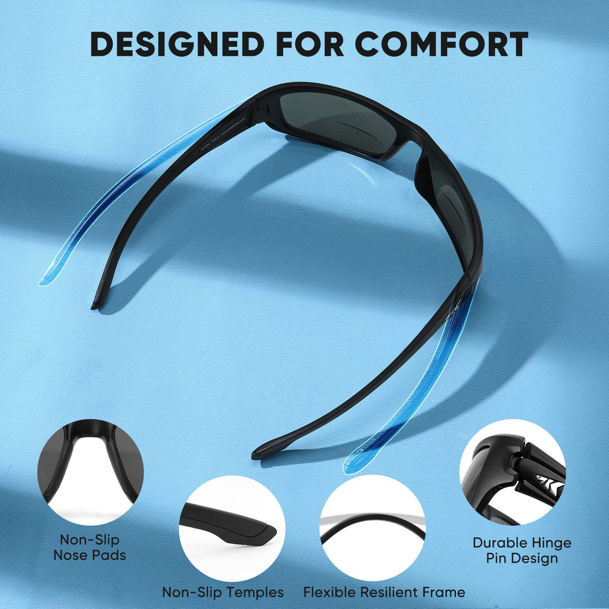 KastKing Ellijay Bifocal Polarized Sunglasses, Bi-Focal x1.5 x2.0 x2.5 Magnifications, Wrap Sport Reader Sunglasses